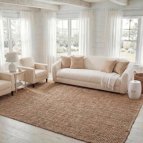 SAFAVIEH Natural Fiber Area Rug 9x12, Jute Knotted Large Natural NF447A