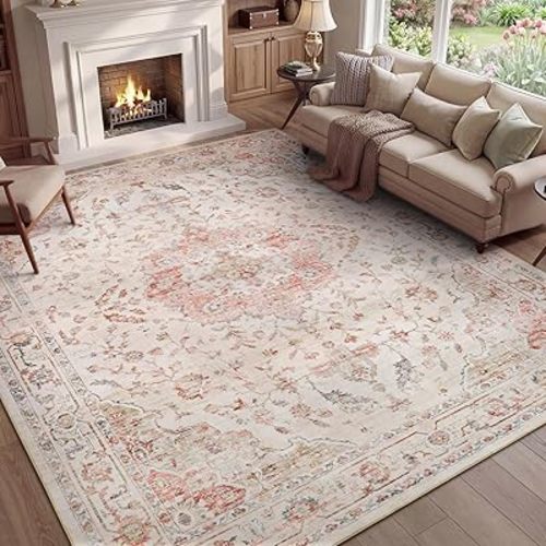 PADOOR 5X7 Area Rug,Rugs for Living Room,Soft Pink Rugs for Bedroom,Machine Washable Rug Non Slip Carpet for Dining Room Living Room Bedside Office
