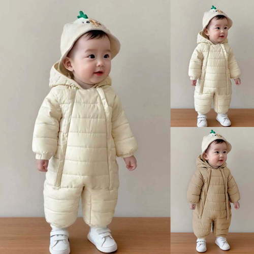 Baby Romper Boys Winter Windproof Thermal Romper Jumpsuit Outwear Toddler Jumpsuit Khaki 18-24 Months