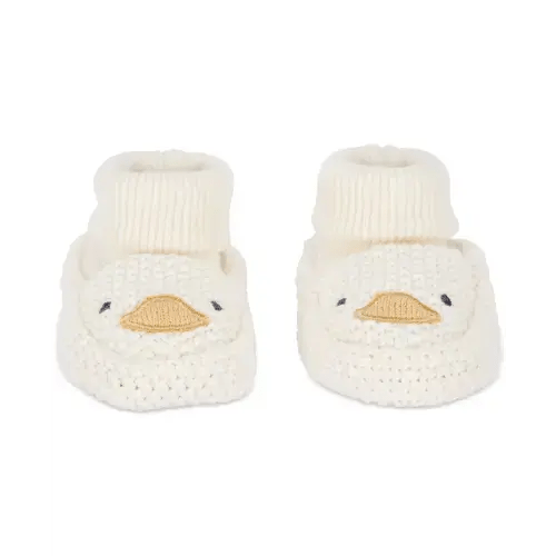 Baby Cotton Crochet Booties - White Duck