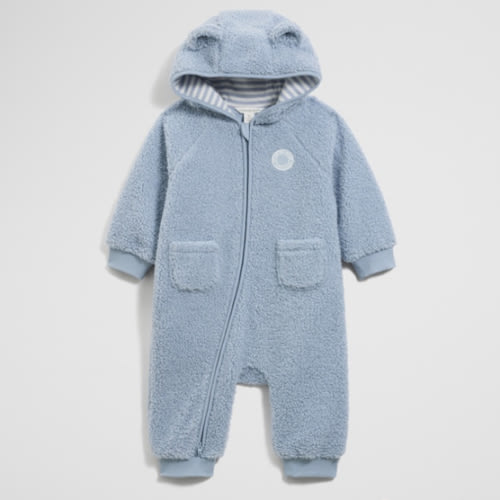 Recycled Polyester Sherpa Hooded Jumpsuit