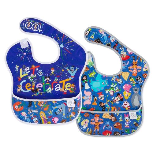 Bumkins Disney Bibs for Girl or Boy, SuperBib Baby and Toddler for 6-24 Months, Essential Must Have for Eating, Feeding, Baby Led Weaning, Mess Saving Catch Food, Fabric, 2-pk 100 Years Celebration