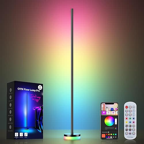 Corner Floor Lamp, RGBICW LED Corner Lamp with 1300lm Smart Modern Floor Lamp,App & Remote Control,Music Sync,Color Changing Standing Lamp for Bedroom Living Room and Gaming Rooms