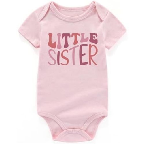 shlrzy Little Sister Newborn Outfit Funny Baby infant girl clothes Baby Sister Outfit Baby Clothing