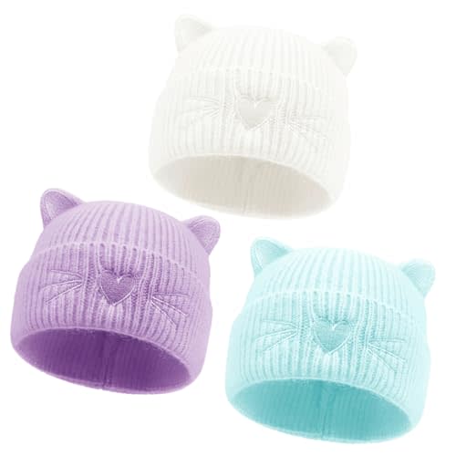 Baby Beanie Winter Hat with Cat Ear for Infant Toddler Boys Girls Kids Soft Knitted Hat Warm Skull Cap