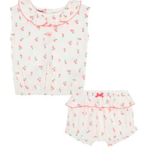 2-Piece Ruffle Trim Cherry Print Set