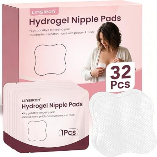 Hydrogel Nipple Pads for Breastfeeding, 32 Pcs Cooling Nipple Pads