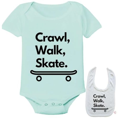 Crawl Walk Skate - Skateboarding Skater Newborn Infant outfit Baby Onesie & Blb