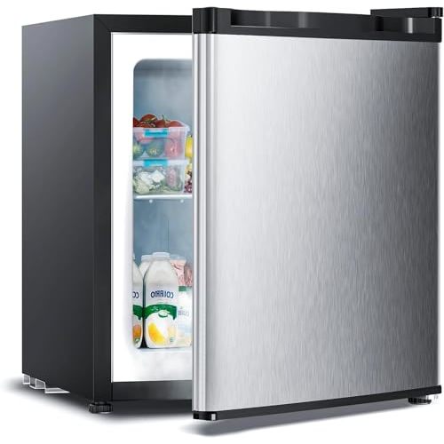 Electactic 1.1 Cu.ft Upright Freezer, Small Mini Freezer, Silver | Adjustable Thermostat, Removable Shelves, Reversible Single Door, for Bedroom/Home/Dorms/Apartment