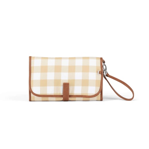 Nappy Change Clutch - Gingham Beige Cream/Tan — OiOi