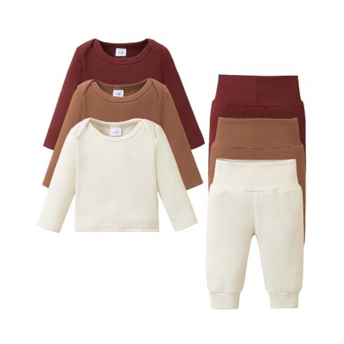 Jecson Baby Boy Clothes Baby Boy Outfits 6 Pieces Long Sleeve Sets 0-18M | This Baby Outfits Boy Soft Skin-Friendly Breathable Stretchy Warm Outfits Fall Winter Thermal Wear for 0-18M Infant Boys