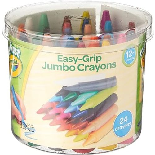 CRAYOLA MyFirst Jumbo Crayons - Assorted Colours (Pack of 24), Easy-Grip Colouring Crayons Perfect for Toddlers Hands, Ideal for Kids Aged 12+ Months