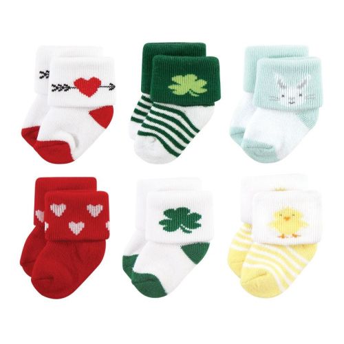 Hudson Baby Holiday Newborn Terry Socks, Valentine Easter, 6-12 Months
