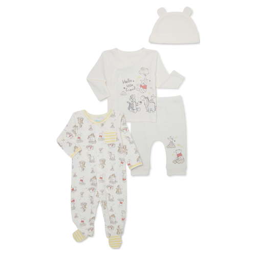 Disney Baby Wishes + Dreams Baby Winnie The Pooh Sleep 'n Play and Welcome Home Gift Set, 4-Piece, Newborn-6/9 Months