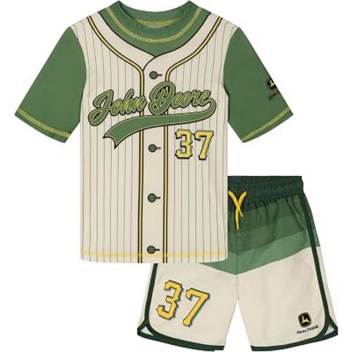 John Deere Rash Guard and Swim Trunks UPF 50+ Outfit Set Toddler to Little Kid Sizes (2T - 7-8)