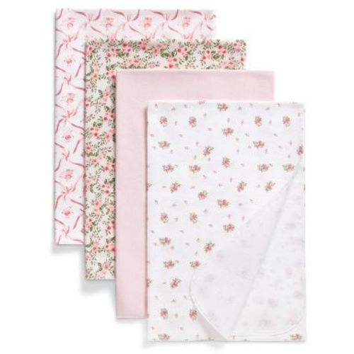 Delta Children 100% Cotton Flannel Baby Receiving Blankets - 4pk - Pink Floral