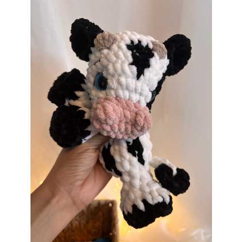 Crochet Cow Snuggle Comfort Toy for Babies Soft Handmade Plush Keepsake for Newborns, NICU & Preemie