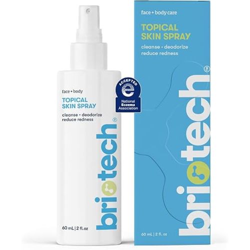 BRIOTECH Topical Skin Spray, Hypochlorous Acid Spray for Sensitive Skin, HOCl Facial Mist, Full Body Support Against Irritation, Calm Redness, Soothe Foot & Scalp, 2 oz Travel Size