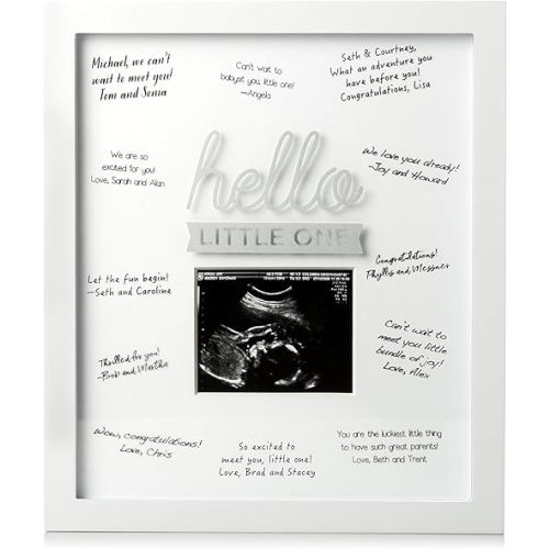 Pearhead Hello Little One Guest Signature Frame, Baby Shower Alternative Signing Book, Girl or Boy Sonogram Ultrasound Photo Display