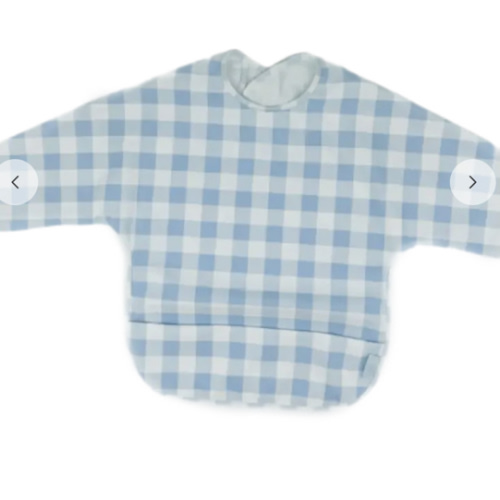 Embroidered Baby Bite Bib-Blue Gingham