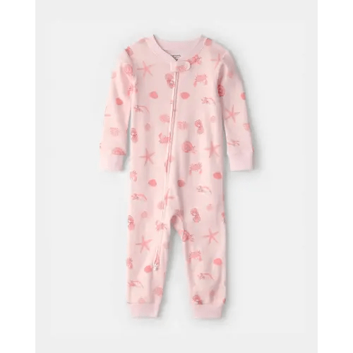 Baby Girl Seashell 100% Cotton Snug Fit 1-Piece Pajama - Pink | Carter's