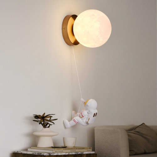INJAK Modern Cute Moon & Astronaut Wall Sconce - Art Deco Explore Headboard Cordless G9 Wall Light For Kids’ Room | Wayfair