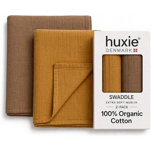 Swaddle Blankets, 100% Organic Cotton Muslin, 47"x47" 2-Pack