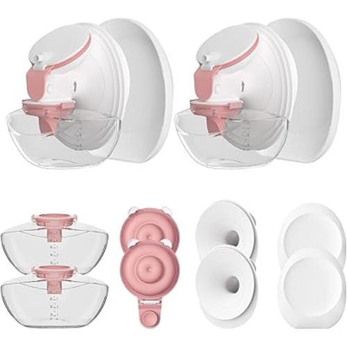 2 Pack Full Breast Pump Kits Compatible with Momcozy Upgraded Mobile Flow M9, Upgraded M9 Full Set Parts Including 24mm FlnageX2, Red ValveX2, Red DiaphragmX2, ContainerX2, 2 Set-red Overall
