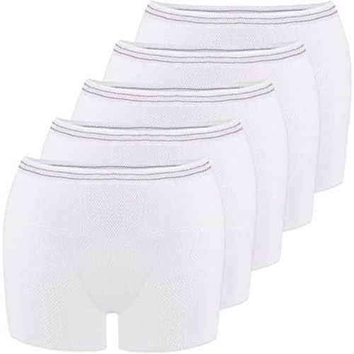 5 Pack Mesh Postpartum Underwear | Stretchable, Disposable, Attach Maternity Pads, Aids Birth Recovery for Delivery