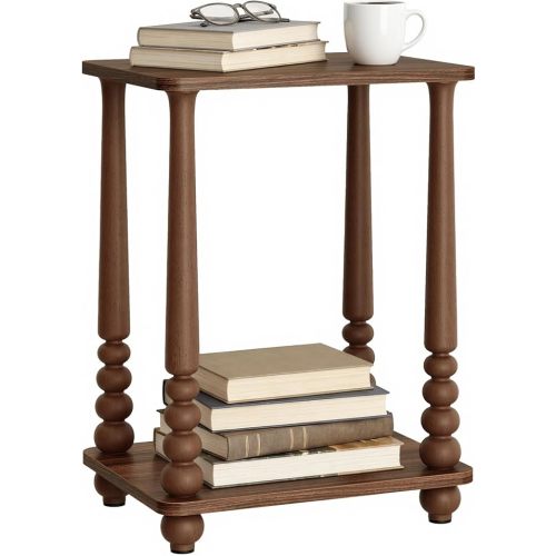 VASAGLE Mariel Collection - Side Table, Accent Nightstand for Small Spaces, Rectangular End Table with Shelf, Solid Wood Legs, Mid-Century Modern, Living Room Bedroom, Chestnut Walnut ULET294KX01S