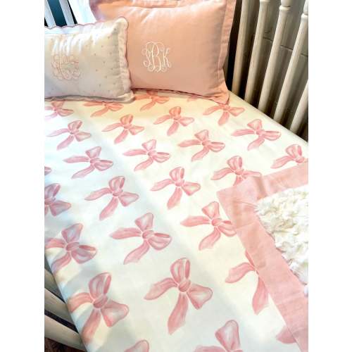 Petal Pink Bows Bamboo Crib Sheet