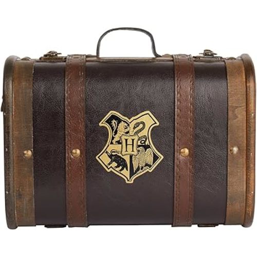 Harry Potter Mini Hogwarts School Trunk - 9x6.3x4.3 Collectible Storage Case with Handle & Clasp - Features Hogwarts Crest - Decorative Keepsake Box for Fans & Collectors