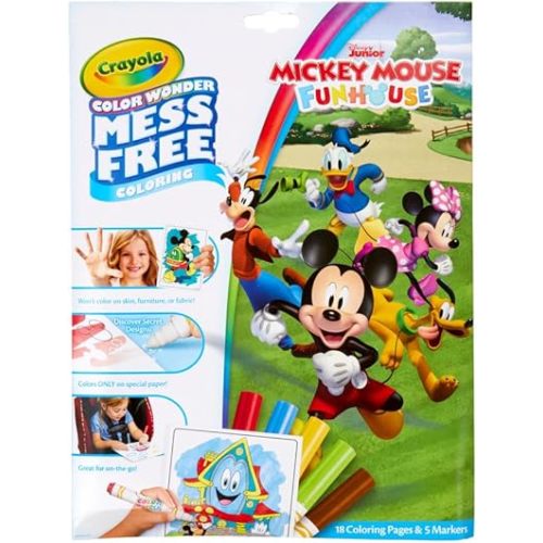 Crayola Color Wonder Mickey Mouse Clubhouse, Mess Free Coloring Pages & Markers, Gift for Kids, Age 3, 4, 5, 6