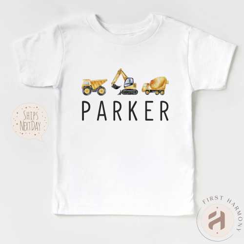 Personalized Construction Truck Shirt: Custom Name Toddler Tee