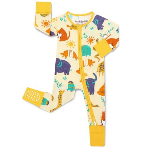 babee Reshinee Bamboo Viscose Baby Convertible Footie Pajama, Zipper Pajamas for Baby Boys & Girls, Sleep & Play Footed