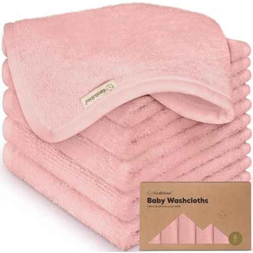 6-Pack Baby Washcloths, Soft Absorbent Washcloths for Face, Body (Rosy)