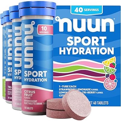 Nuun Sport Electrolyte Tablets with Magnesium, Calcium, Potassium, Chloride & Sodium, Gluten Free & Vegan, Mixed Flavor, 4 Pack (40 Servings Total)