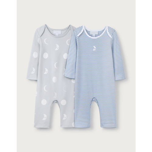 Organic Cotton Moon and Stars Sleepsuits – Set of 2 (0–9mths) | Baby Sleepwear | The White Company US
