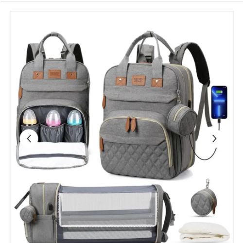 3-in-1 Diaper Bag Backpack with Changing Station & Foldable Baby Bed – JourneyTiny Baby