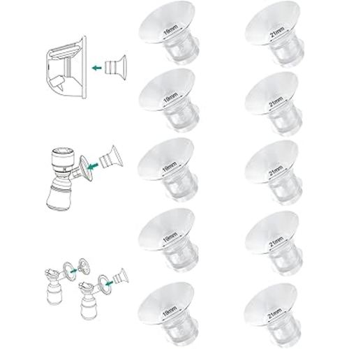 Flange Inserts 10PCS 19/21mm*5,24mm Breast Pump Shields/Flanges Compatible with Momcozy S9/S9pro/S10/S12/S12pro/Spectra/Medela/TSRETE, Reduce 24mm Tunnel Down to Correct Size