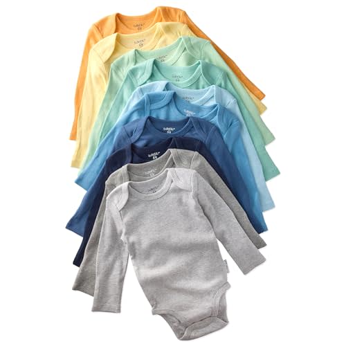 Butterblu Blake 10-Pack Long Sleeve Bodysuits​ 100% Organic Cotton, Unisex | GOTS certified Organic Cotton for Baby Girls, Boys, Unisex, Easy Snap On Closure, Made to Match Colors for Gifts