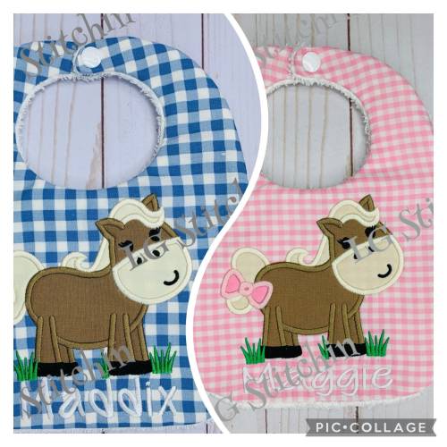 Horse bib horse monogram custom bib baby bib cute horse homemade cotton gift baby shower gift appliqué personalized gift