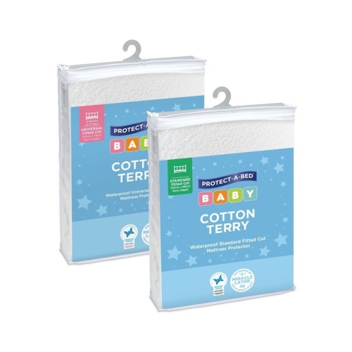 Kids Cotton Terry Waterproof Fitted Cot Mattress Protector