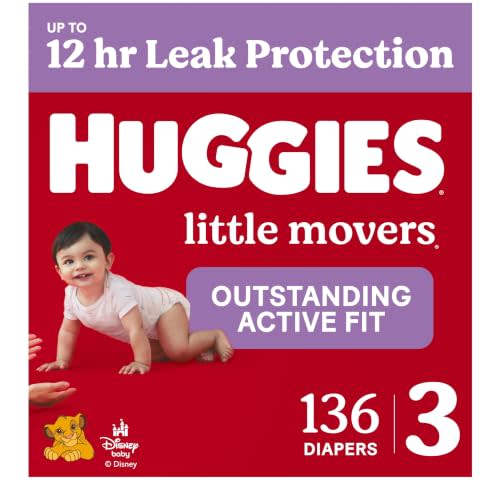 Huggies Little Movers Diapers Size 3, 136 Count