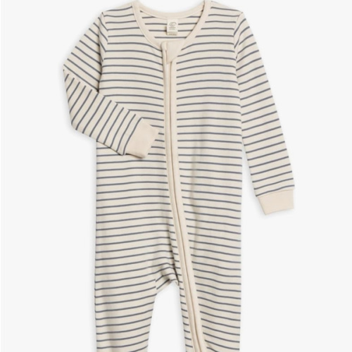 Colored Organics Baby Zip-Up Footed Sleeper with 2-Way Zipper - Newborn Organic Cotton Pajamas
