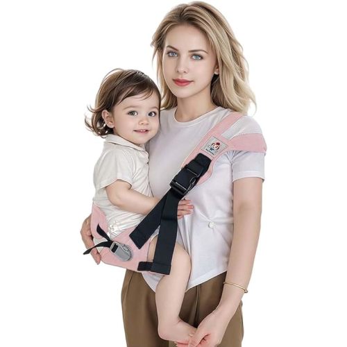 Baby Sling Carrier The Latest Safe and Breathable Anti-Slip Hip Pad Toddler Carrier Baby Essentials for Baby Boys and Girls Carrying 8-35lbs Pink