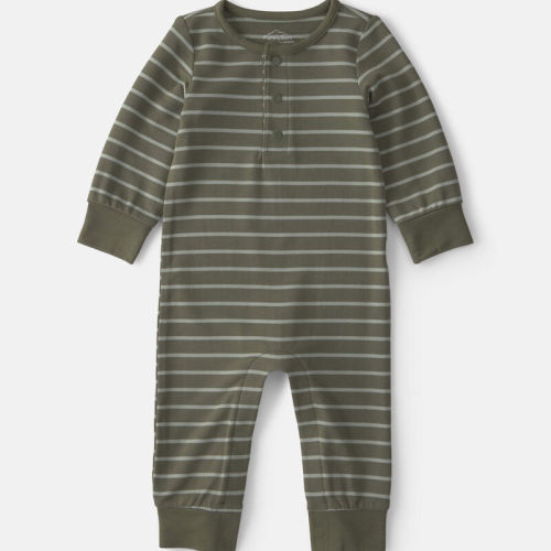 3M Baby Boy Striped PurelySoft™ Long-Sleeve Jumpsuit - Olive Green | Carter’s Oshkosh Canada
