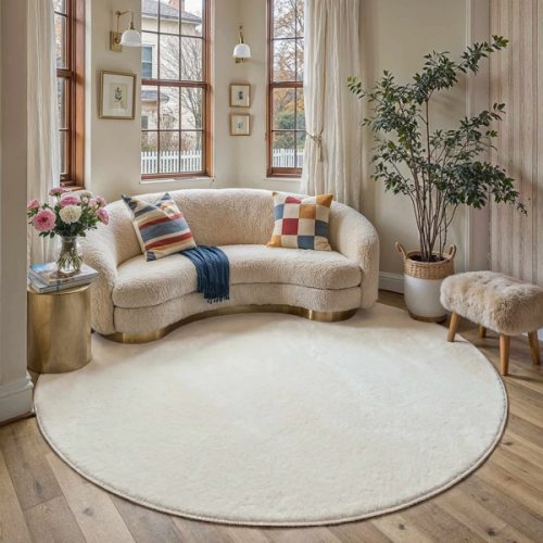 Cloudelle Modern Beige Shag Plush Washable Rug – PureCozy