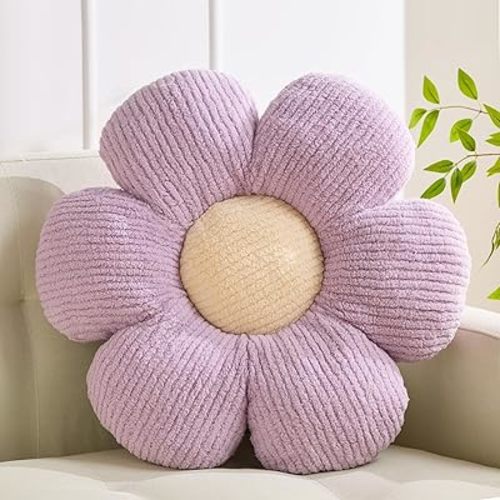Flower Pillow Flowers Shaped Pillow Cushion Decorative Daisy Pillow for Bed Cute Throw Pillow Flower Floor Pillow Soft Seat Cushion Purple Cushion 19.6"