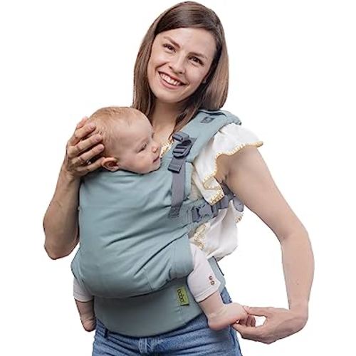Boba X Baby Carrier - Newborn to Toddler Adjustable Porte-Bébé, 2-in-1 Convertible Front and Backpack Carrier 7 to 45 lbs, Ergonomic Baby Carrier with Crossable Straps (Seafoam)